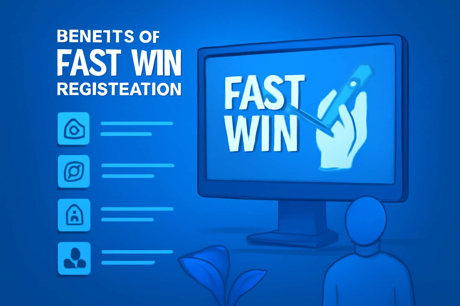 An informative graphic showcasing the benefits of Fast Win Registration with a professional design.