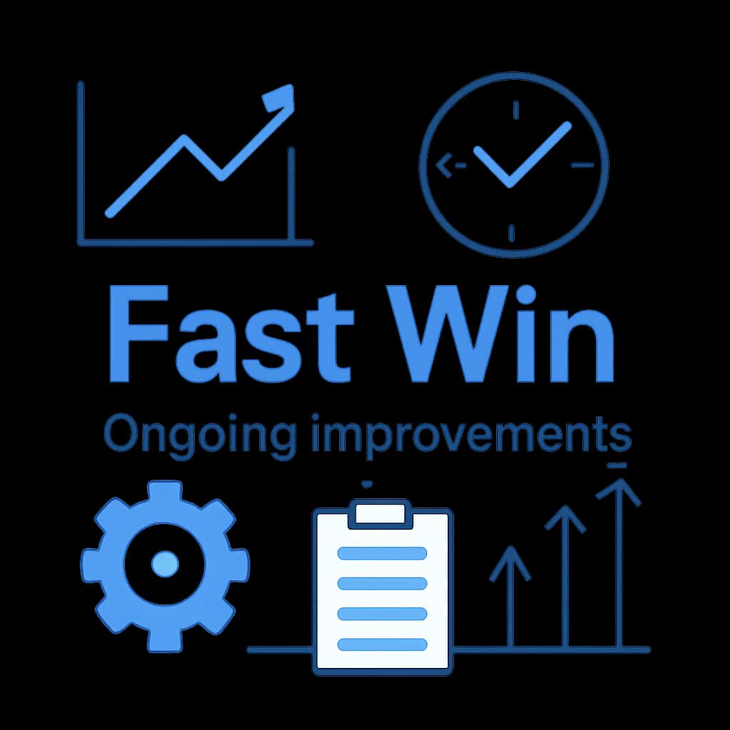 An educational diagram illustrating the Fast Win Ongoing Improvements process.