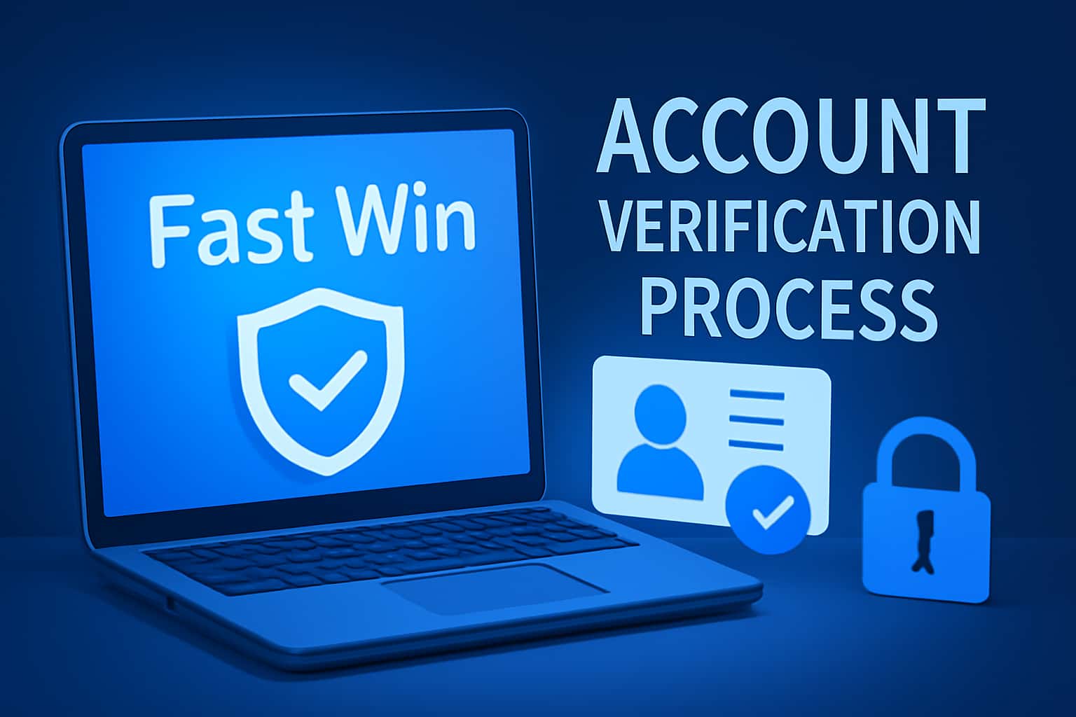 An informative scene depicting the Fast Win Account Verification Process with a focus on security.