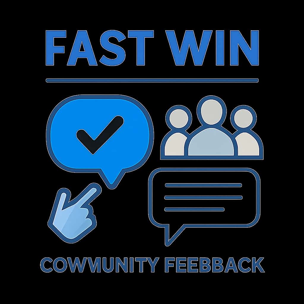 An educational diagram about community feedback mechanisms for Fast Win.