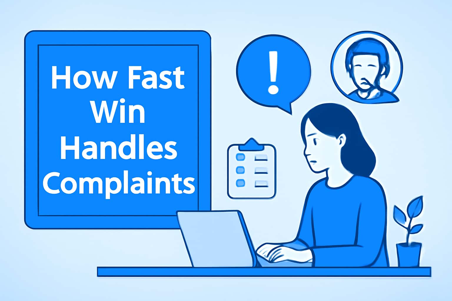 A professional setting showcasing how Fast Win handles user complaints.