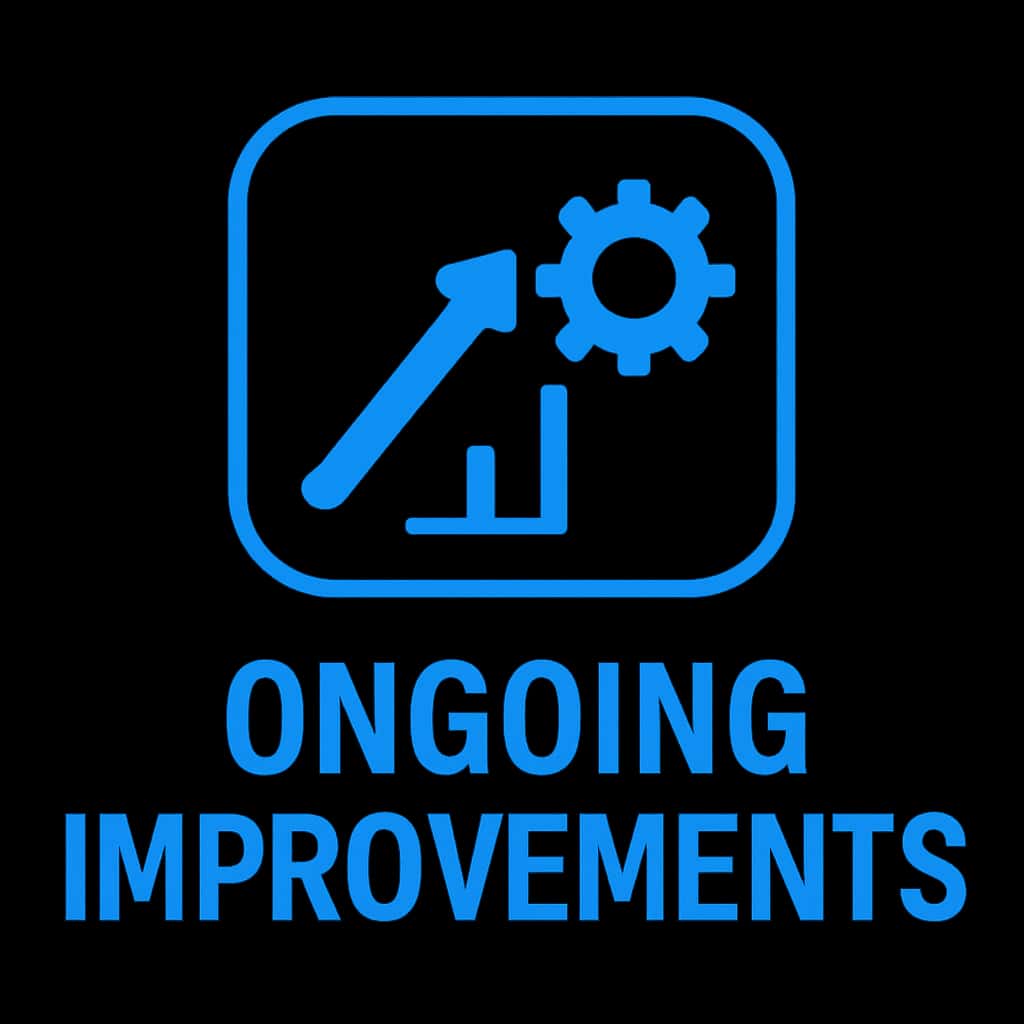A badge representing Fast Win Ongoing Improvements with clear typography.