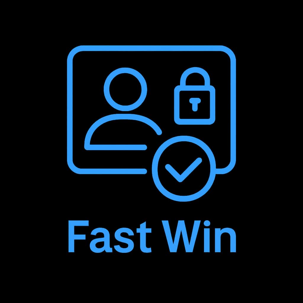 A badge design symbolizing guidance for Fast Win login issues.